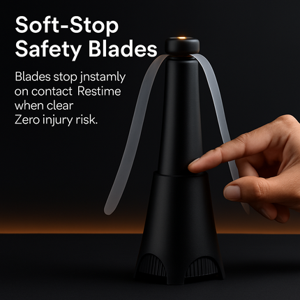 Portable Reflective Fly Repellent Fan with Soft-Stop Blades