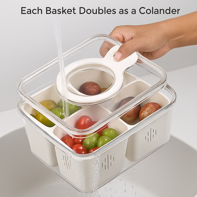 Airtight Fruit Storage Containers - 4-Compartment