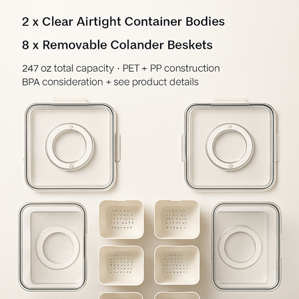 Airtight Fruit Storage Containers - 4-Compartment