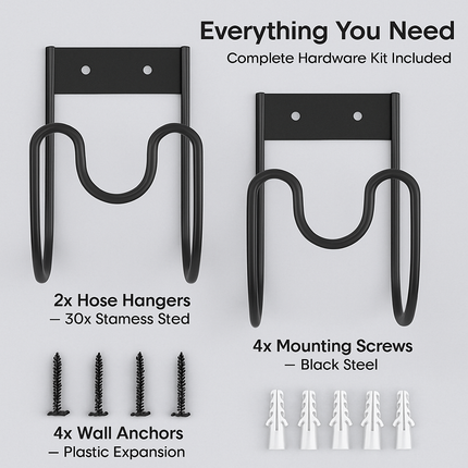 Garden Hose Holder - Heavy Duty Stainless Steel Wall Mount