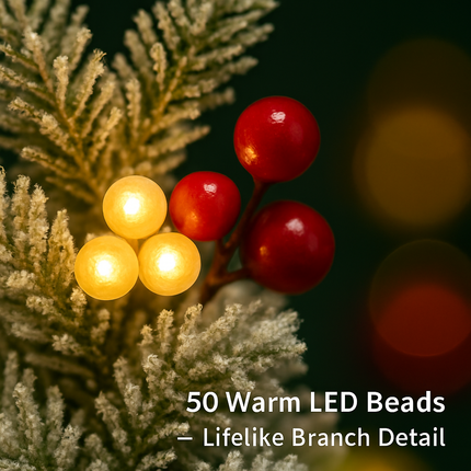2Pcs Battery Powered Lighted Christmas Tree Urn Filler With Light Artificial Xmas Trees Light with Berries Balls LED Pathway Pine Tree IP44 Waterproof