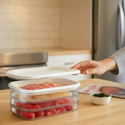 Deli Meat Container with Lid, Stackable Fridge Organizer
