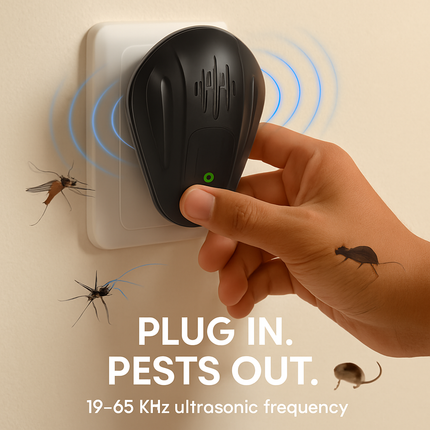 2 Pack Pest Control Device for Mosquitoes Cockroaches Rats Plug In Ultrasonic Insect Repellent Indoor for Bedroom Garage Warehouse Office