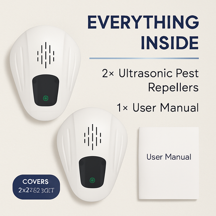 2 Pack Pest Control Device for Mosquitoes Cockroaches Rats Plug In Ultrasonic Insect Repellent Indoor for Bedroom Garage Warehouse Office