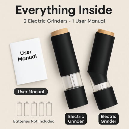 Electric Salt and Pepper Grinder Set with One-Hand Operation