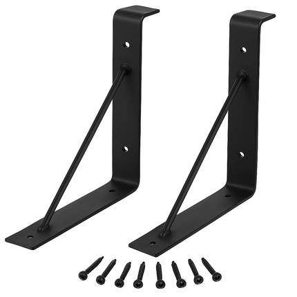 Wall Mounted Shelf Bracket Set - Strong Black Brackets
