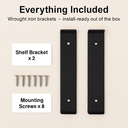 Wall Mounted Shelf Bracket Set - Strong Black Brackets