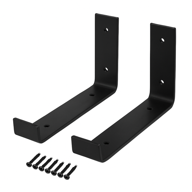 Wall Mounted Shelf Bracket Set - Strong Black Brackets