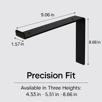 Wall Mounted Shelf Bracket Set - Strong Black Brackets