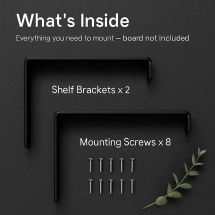 Wall Mounted Shelf Bracket Set - Strong Black Brackets