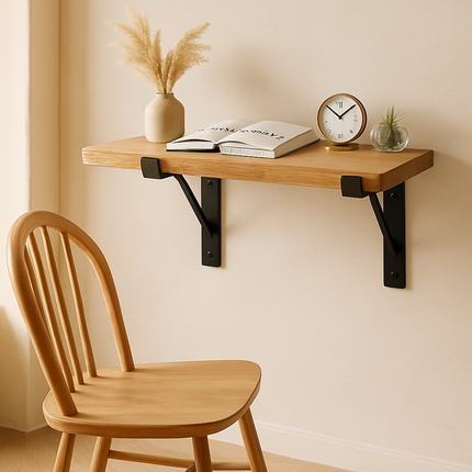 Wall Mounted Shelf Bracket Set - Strong Black Brackets