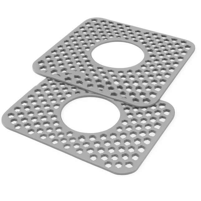 Silicone Grid Sink Mat with Central Drain Hole