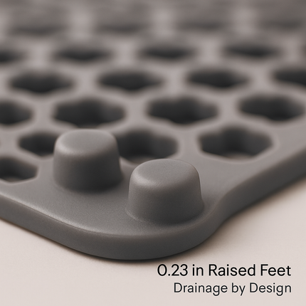 Silicone Grid Sink Mat with Central Drain Hole