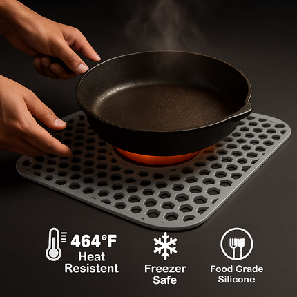 Silicone Grid Sink Mat with Central Drain Hole