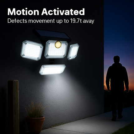 Solar Powered Wall Light with Motion Sensor and 4 Heads