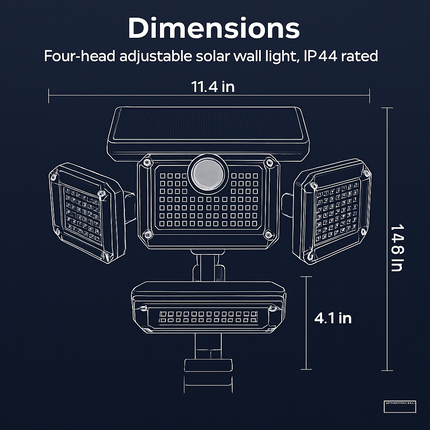 Solar Powered Wall Light with Motion Sensor and 4 Heads