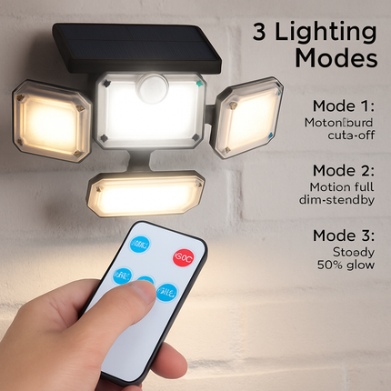 Solar Powered Wall Light with Motion Sensor and 4 Heads