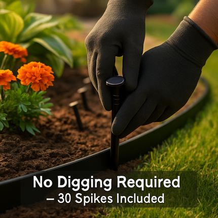 Non-Digging Plastic Garden Edging Kit for Lawn and Flower Beds