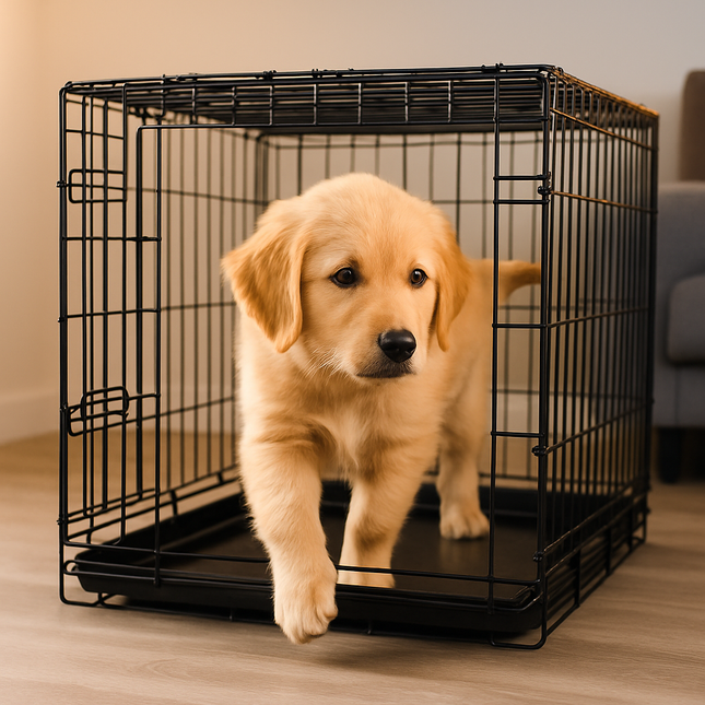 30inches Dogs Crate Folding Metal Pets Crates Double Door Puppy Cage Easy Set Up