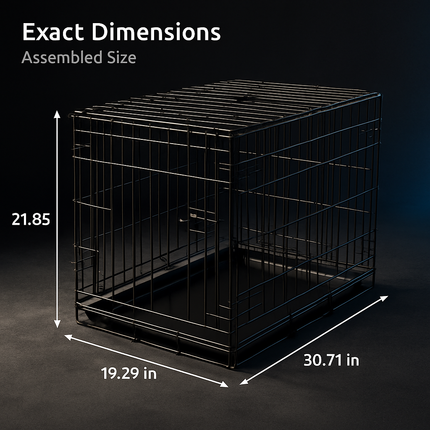 30inches Dogs Crate Folding Metal Pets Crates Double Door Puppy Cage Easy Set Up