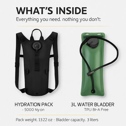 Hydration Pack Water Bladder for Hiking & Cycling