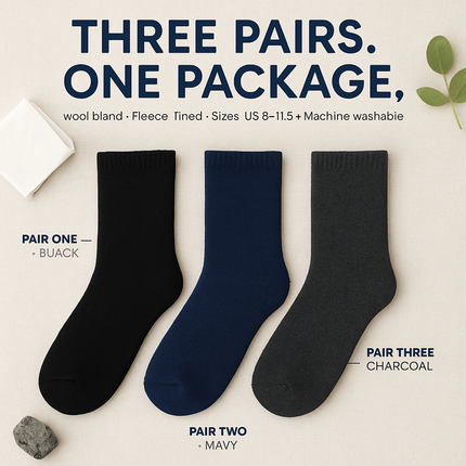 Men's Warm Wool Socks – Soft, Thermal Comfort (3 Pairs)