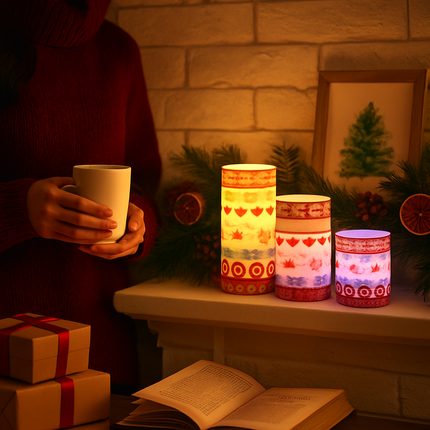 Christmas Flameless Candles Set for Home Decor