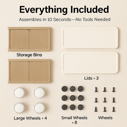 3Pcs Foldable Storage Bins with Lid Front Magnetic Door Collapsible Stackable Closet Organizer Containers with 4Pcs 360° Rotatable Wheels 8Pcs Small W