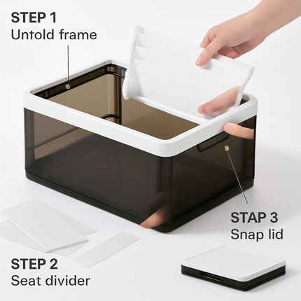 3 Pack Foldable Storage Bin with Lid Stackable Plastic Close