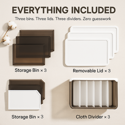 3 Pack Foldable Storage Bin with Lid Stackable Plastic Close