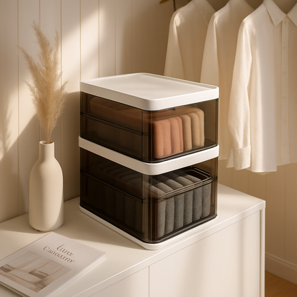3 Pack Foldable Storage Bin with Lid Stackable Plastic Close
