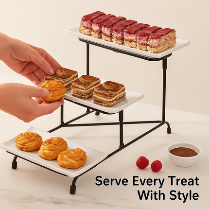 3-Tier Plastic Serving Tray Dessert Server Display Stand