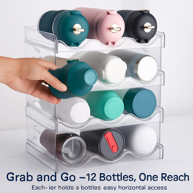 4 Tier Bottle Storage Holder - Transparent Stackable