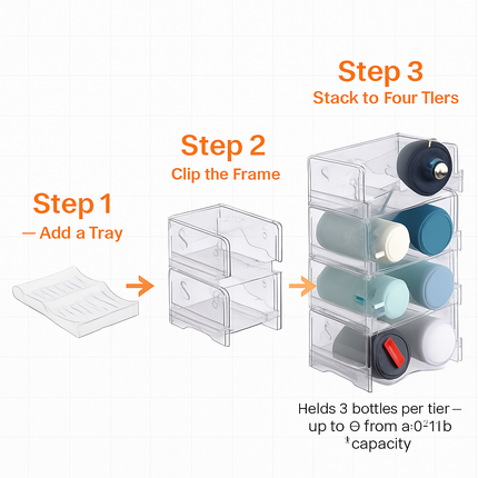 4 Tier Bottle Storage Holder - Transparent Stackable