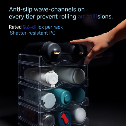 4 Tier Bottle Storage Holder - Transparent Stackable