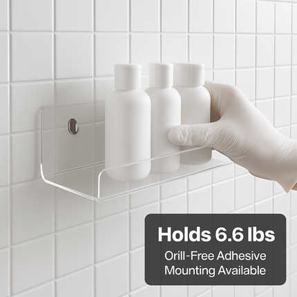 Clear Acrylic Floating Shelves 4 Pack - Wall Mount