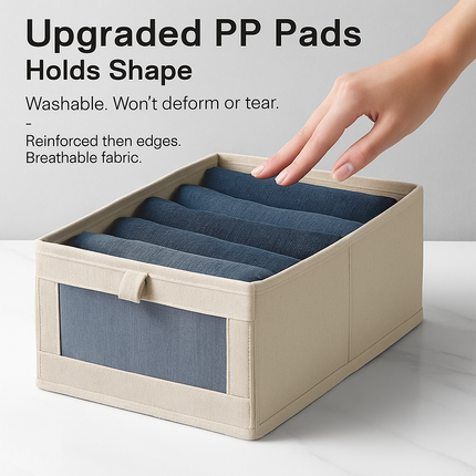 Foldable Linen Clothing Storage Bin with Clear Window