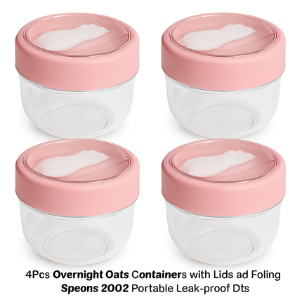 Overnight Oats Containers with Lids - Leak-Proof