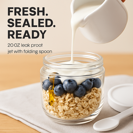 Overnight Oats Containers with Lids - Leak-Proof