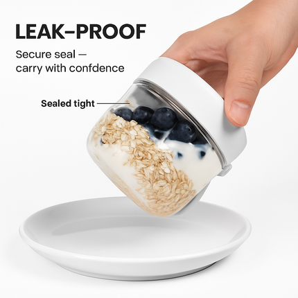 Overnight Oats Containers with Lids - Leak-Proof