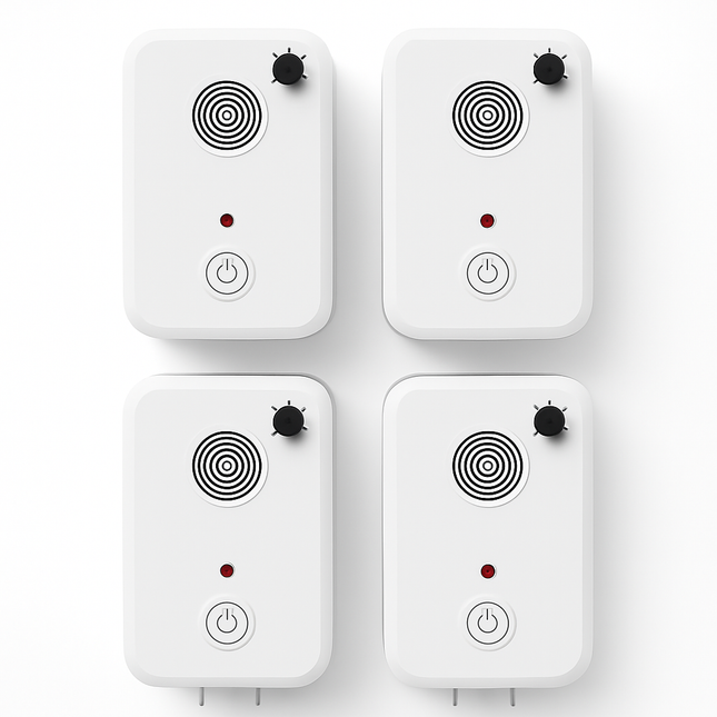 4Pack Plug In Ultrasonic Bat Repellent Indoor Bird Mouse Deterrent Device with 6 Adjustable Levels for Attic Garage Kitchen Warehouse