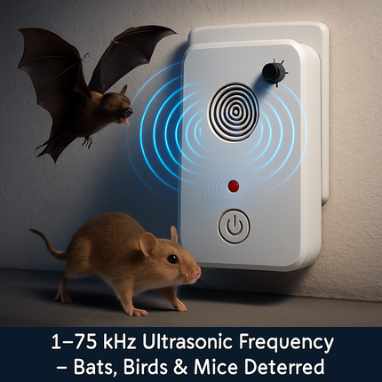 4Pack Plug In Ultrasonic Bat Repellent Indoor Bird Mouse Deterrent Device with 6 Adjustable Levels for Attic Garage Kitchen Warehouse