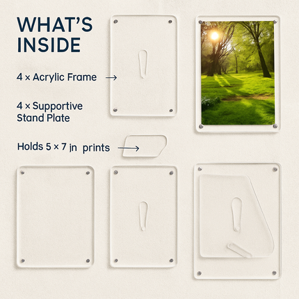 Acrylic Picture Frames, 4-Pack, Free Standing