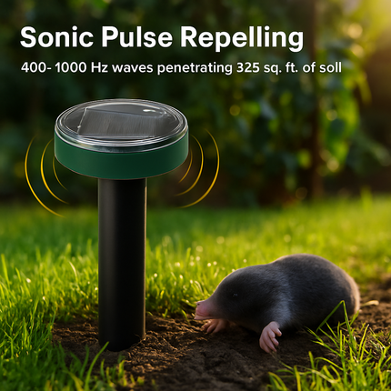 Solar Powered Mole & Gopher Repeller for Outdoor Use