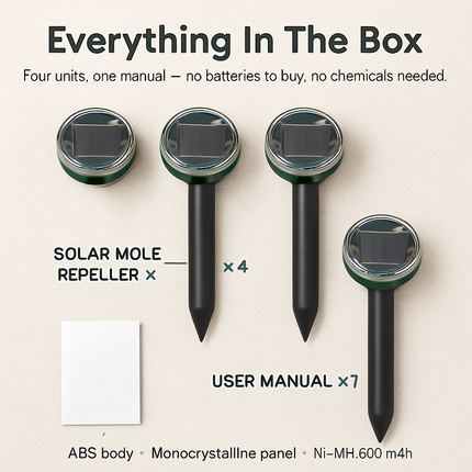 Solar Powered Mole & Gopher Repeller for Outdoor Use