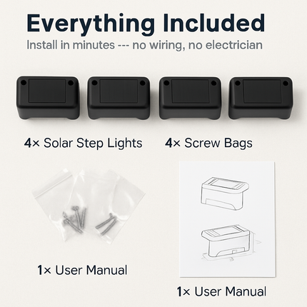 Solar Powered LED Step Lights for Outdoor Stairs