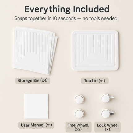 4-Tier Foldable Storage Bins with Lid Front Magnetic Door