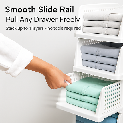 Plastic Storage Box Closet Organizer with Foldable Drawer