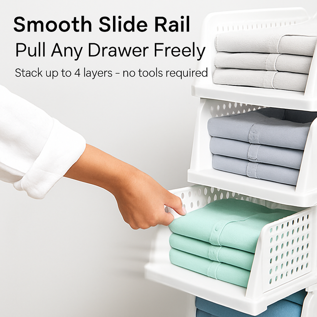 Plastic Storage Box Closet Organizer with Foldable Drawer