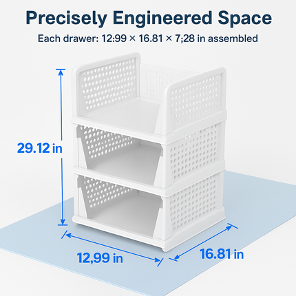 Plastic Storage Box Closet Organizer with Foldable Drawer